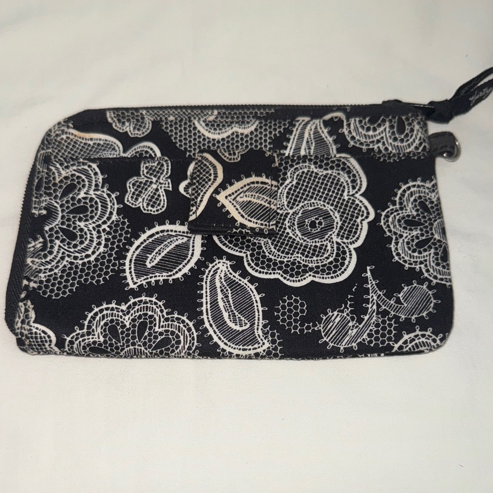 Thirty-One Black and White Lace Pattern Clutch - Picture 2 of 11